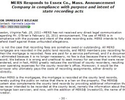 MERS Responds to Essex Co., Mass. Announcement Company in compliance with purpose and intent of state recording acts