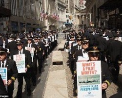 Photos: Airline Pilots Protest on Wall Street Tuesday, September 27, 2011