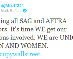 Actor and activist Mark Ruffalo shares his experience with #OccupyWallStreet, Calls Union Actors to Join Him